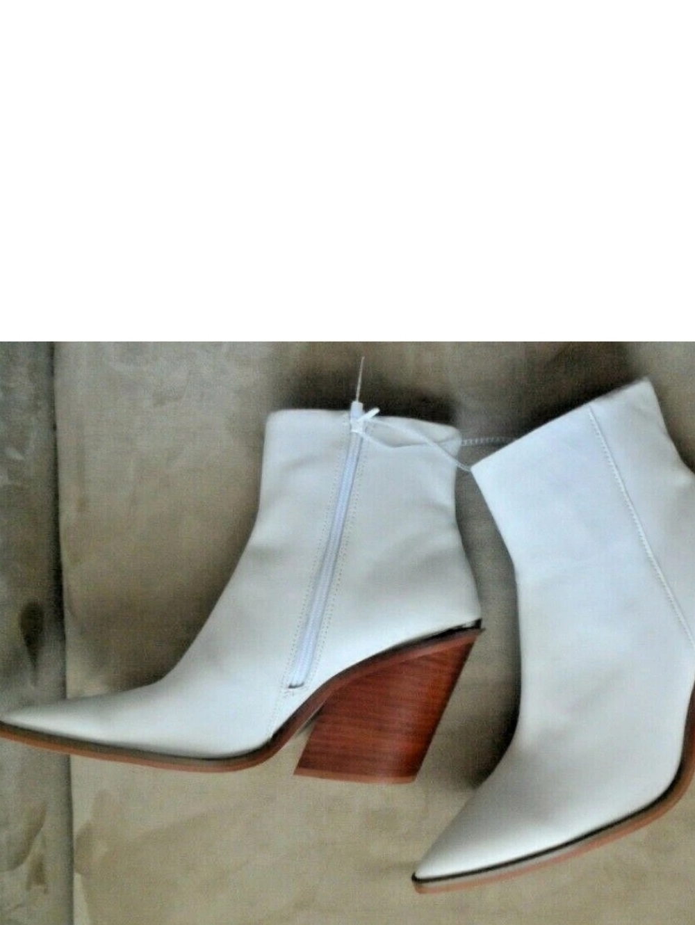 Steve Madden Charlene Leather Ankle Boots with Wooden Heel White Sz 8.5 New - Picture 5 of 13